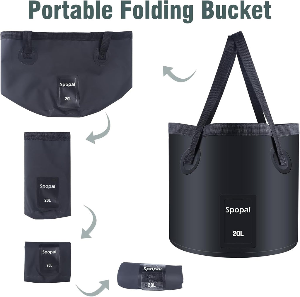 Spopal 10000mAh Camping Shower with Collapsible Bucket Handle 20L