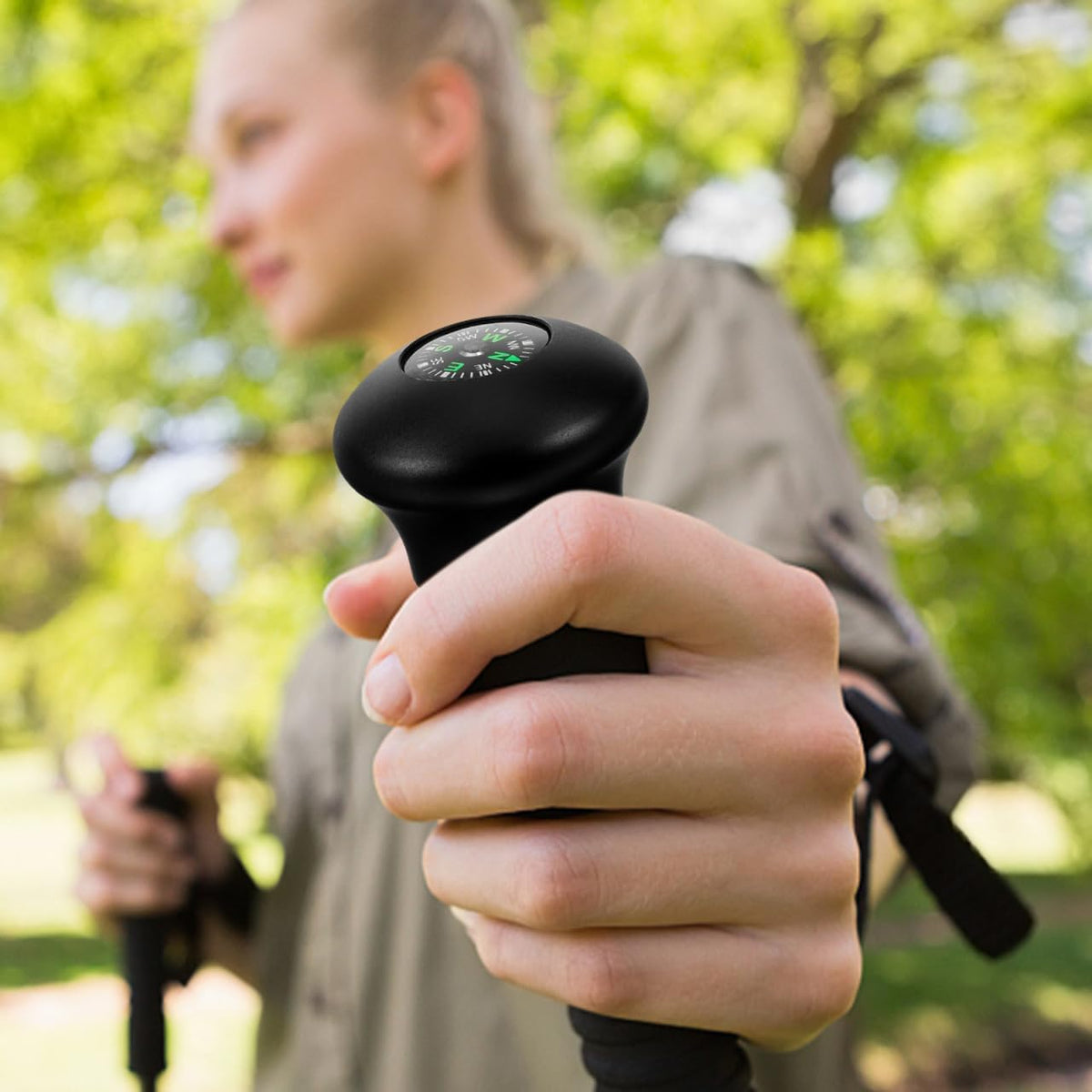 SUPVOX Trekking Pole Ball Handle Compass: Socket-in Hiking Stick Knob Compass Replacement for Wood Walking Poles, Mountaineering, and Climbing