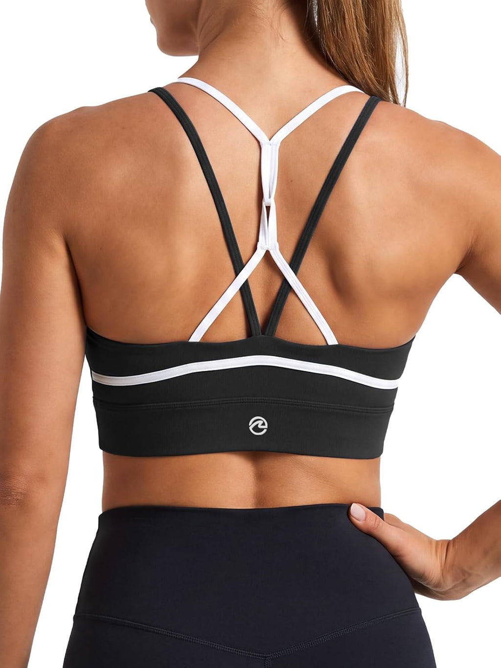 Aoysky Womens Strappy Sports Bra Padded Criss Cross Color Block Workout Top