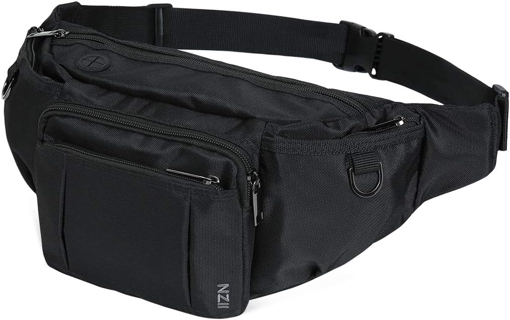 Sports Fanny Pack for Men Women, Outdoor Waist Pack Bag with 6 Zipper Pockets, Super Capacity Bum Bag with Adjustable Belt for Traveling Hiking Cycling Workout Casual