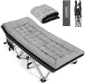 Fragess Portable Camping Cot, Sleeping Cots for Adults, 28" Extra Wide Folding Cot Max Load 600LBS with Thick Mattress, Portable Camping Bed for Outdoor Camp/Office, Home Nap (Black+Grey)