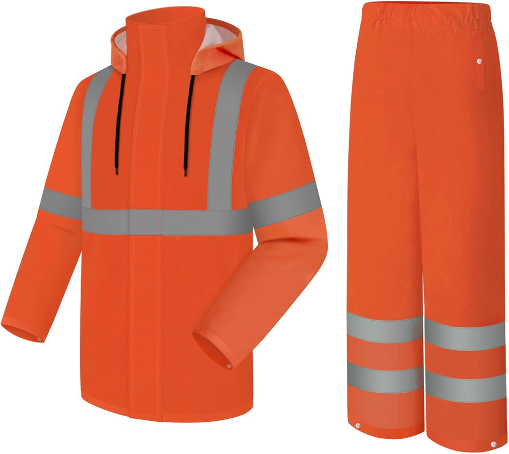 Reflective Rain Suit Pants, Safety Work Rain Gear, Orange, S-M