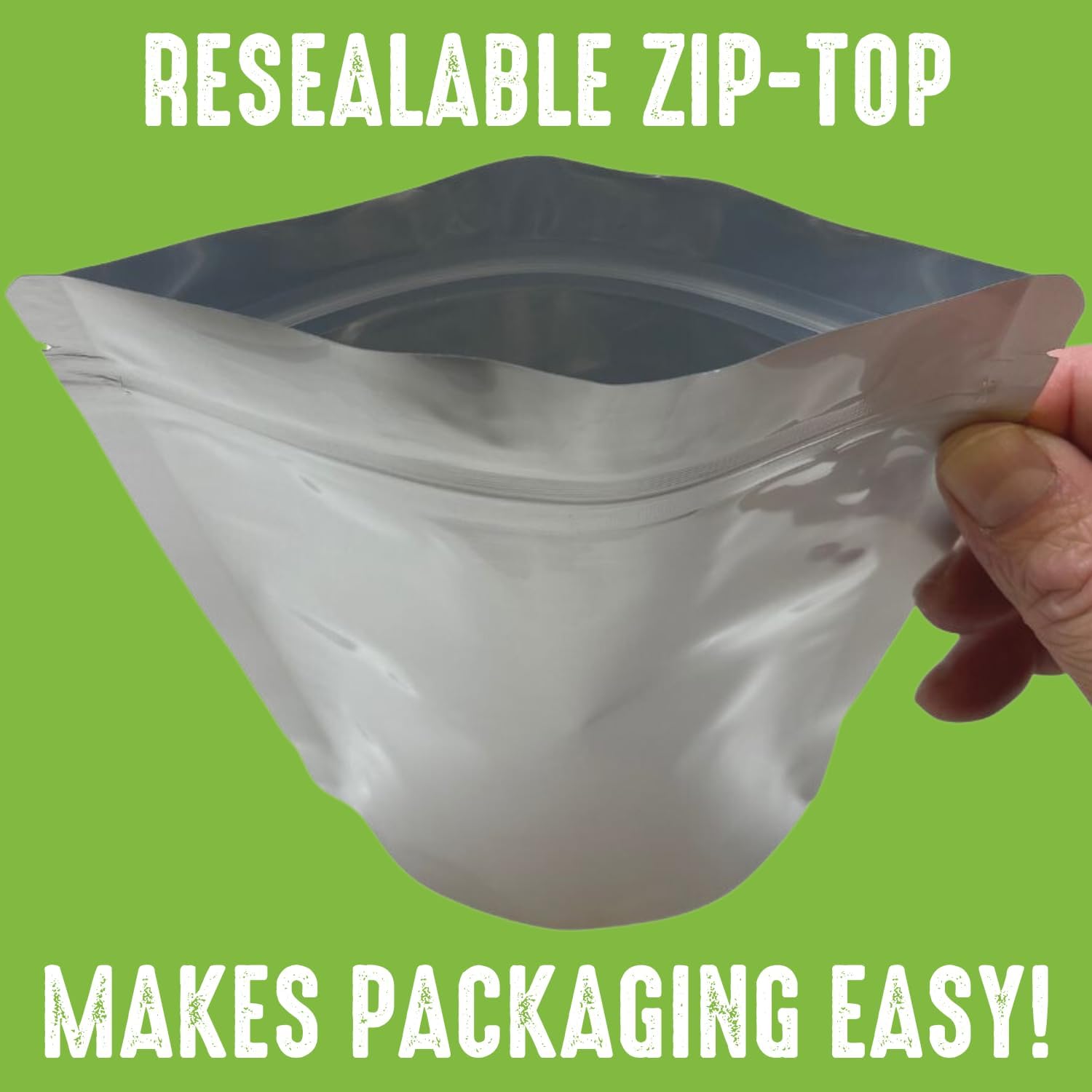 50 Mylar Bags for Food Storage, Airtight 7-Mil Thick Gusseted Zip Lock, Long Term, Reusable, Emergency Food Supply & Freeze Dryer Bags - 1 Pint 6x8 Inch