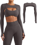 YEOREO Women Crop Top Long Sleeve Bolero Open Front Workout Cropped Shirts Sports Shrug