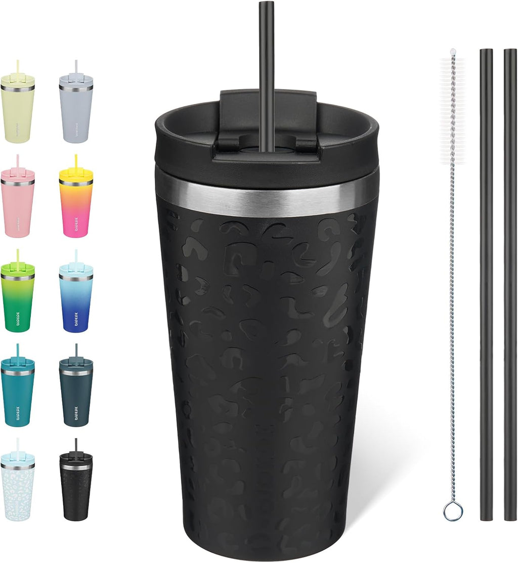 BJPKPK 18 oz Coffee Tumbler with Straw, Insulated Stainless Steel Cup