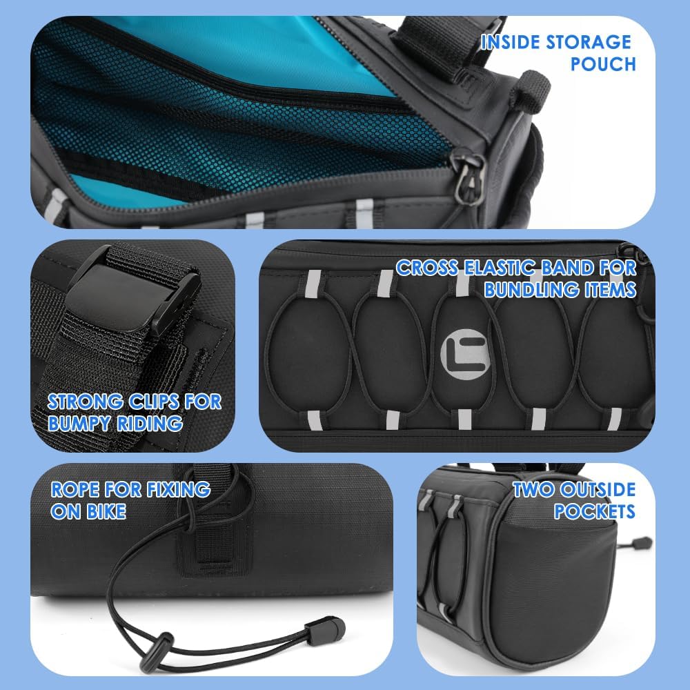 WOTOW Bike Handlebar Bag Waterproof - Bicycle Front Pouch, 2.7L