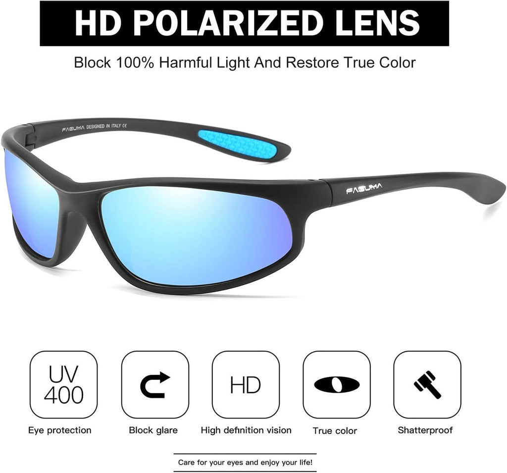 FAGUMA Polarized Sports Sunglasses For Men UV400 Protection