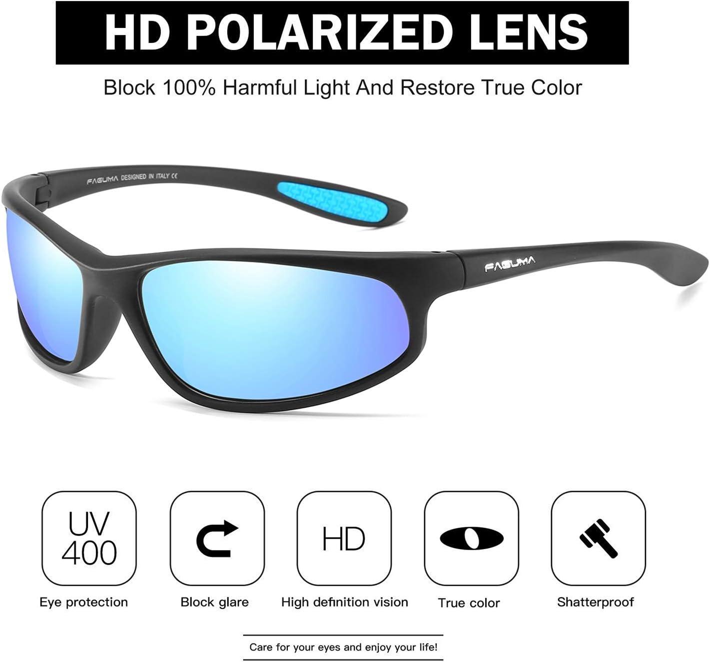FAGUMA Polarized Sports Sunglasses For Men UV400 Protection