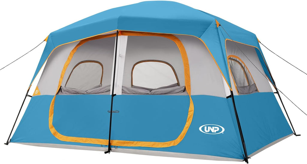 UNP 2/4/6/8 Person Tent, Portable Cabin Tent, Camping Tent 4-Person Easy Set Up, Waterproof with Top Rainfly for Outdoor Camping/Hiking