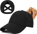 Womens Ponytail Hat Baseball Cap, Adjustable Criss Cross Baseball Cap High Bun Unisex Quick Drying Trucker Hats