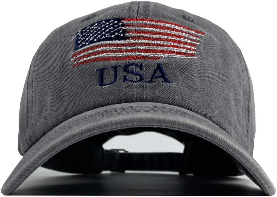 Washed American Flag Baseball Cap Adjustable Sun Dad Gift Hats for Unisex