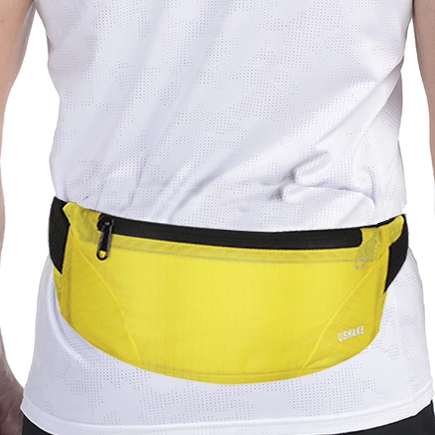 USHAKE Running Belt,Men or Women Ultra Light Bounce Free Waist Pouch Bag Fitness Workout Belt Sport Waist Pack Exercise Waist Bag for iPhone Samsung LG in Running Gym Marathon (YELLOW)