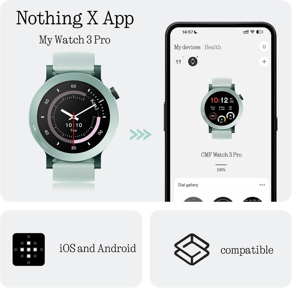 CMF BY Nothing Watch 3 Pro Smart Watch for Men Women, Bluetooth Call AI Energy Score, 1.43” Heart Rate Tracking, Sleep Monitor, GPS & 130 Sport Modes, Fitness Tracker for Android iOS, IP68 Dark Grey