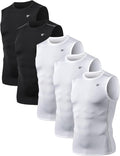 5 Pack Men's Compression Shirts Sleeveless Workout Tank Top BaseLayer