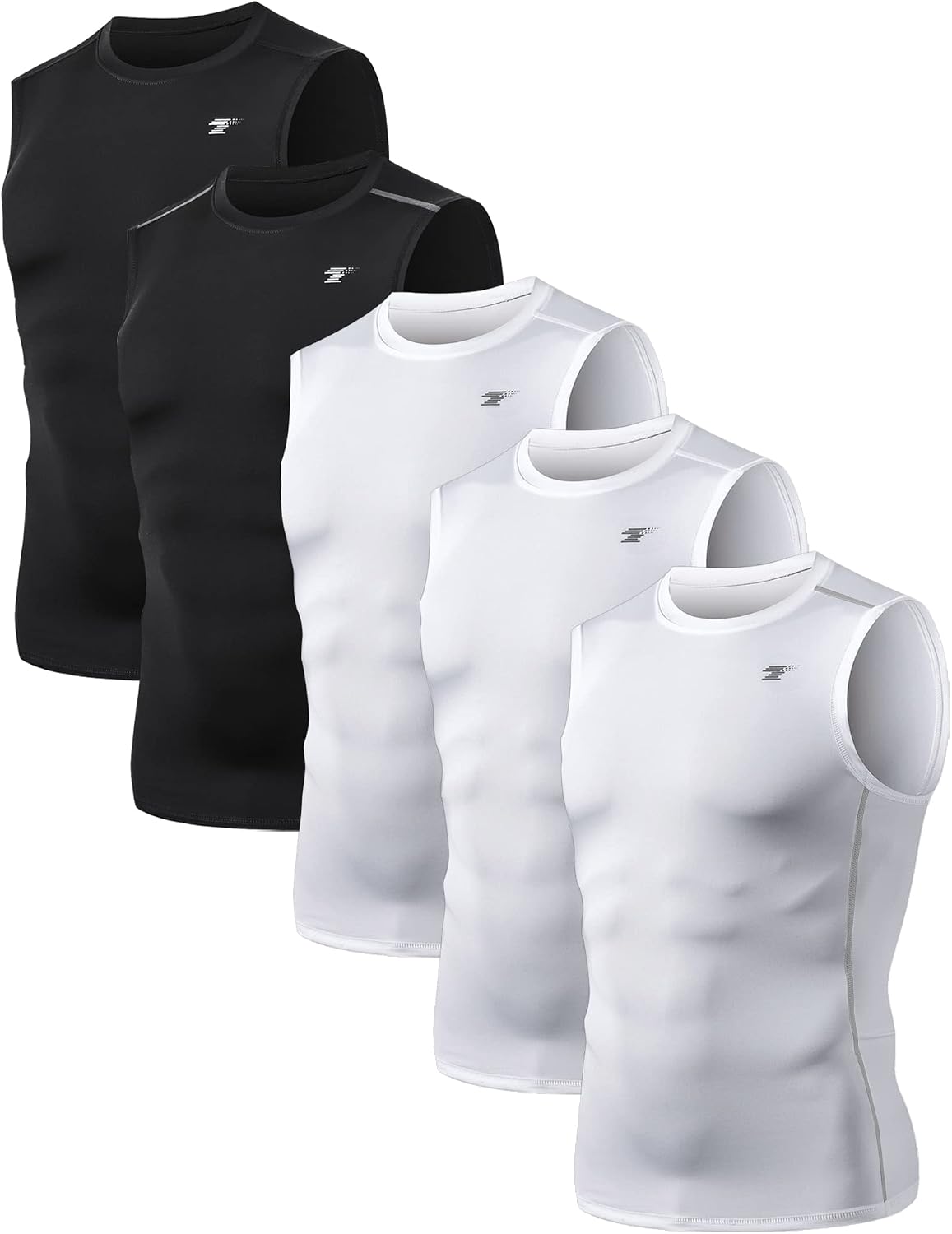 5 Pack Men's Compression Shirts Sleeveless Workout Tank Top BaseLayer