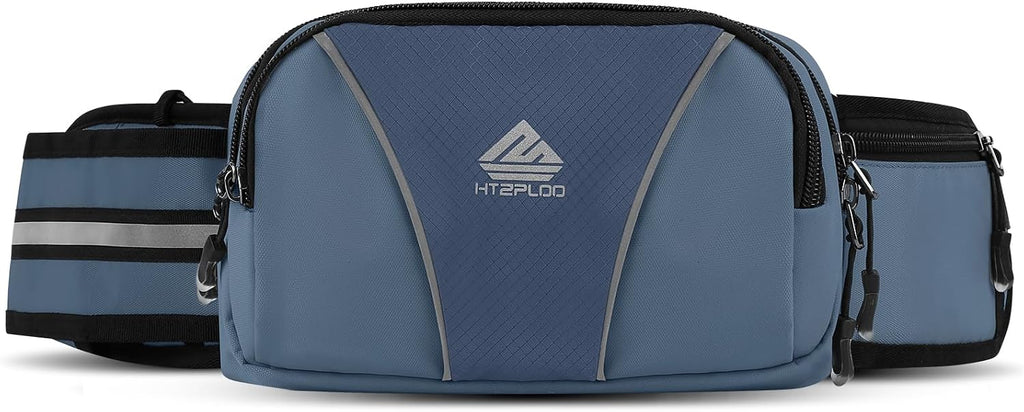 Fanny Pack for Men Women Waist Bag with Water Bottle Holder for Hiking, Travel,Dog Walking, Workout (Dark Blue)