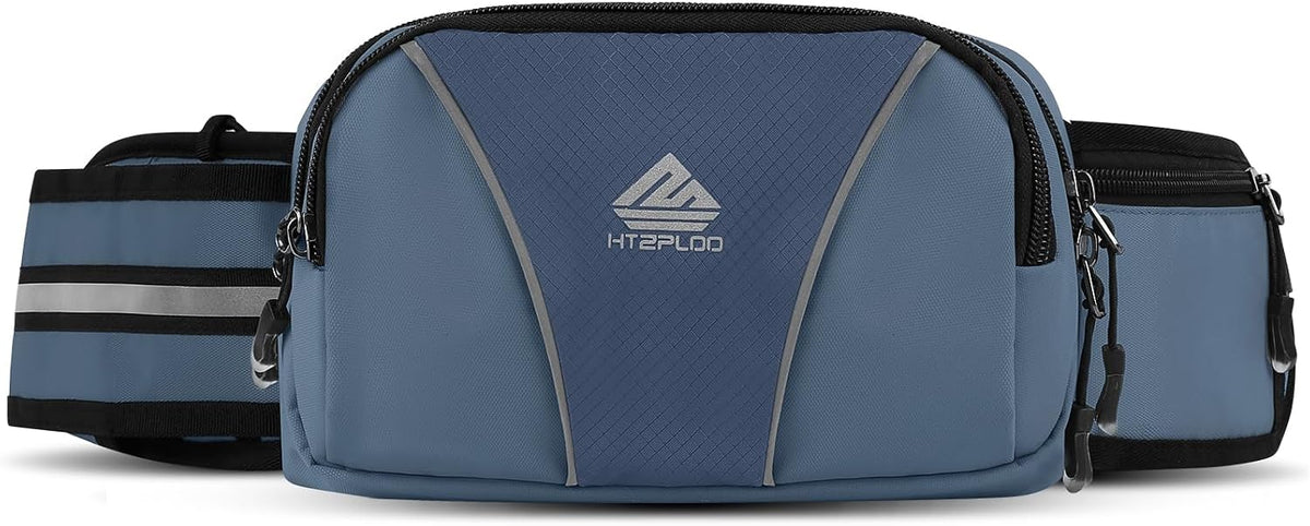 Fanny Pack for Men Women Waist Bag with Water Bottle Holder for Hiking, Travel,Dog Walking, Workout (Dark Blue)