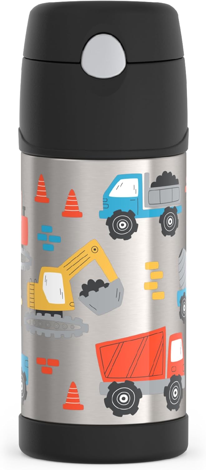 THERMOS FUNTAINER Water Bottle with Straw, 12oz, Construction Site