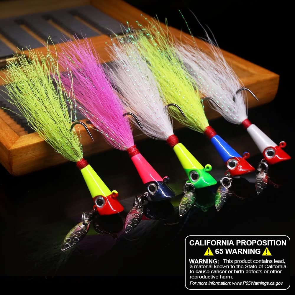 Shad Darts Fishing Lures Dart Head Jig Underspin Bucktail Hair Jigs Head for American Shad Bass Walleye Crappie Panfish 1/16oz 1/8oz 1/32oz 1/4oz 25 Pack