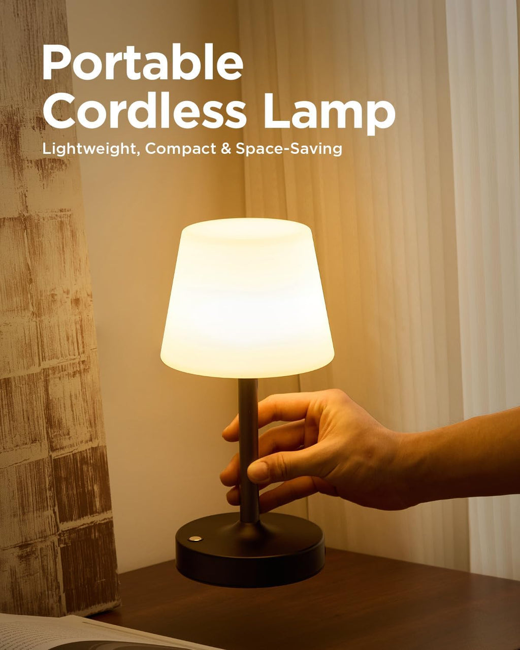 IP65 Waterproof Rechargeable Shower Lamp, Cordless Bathroom Touch Lamps