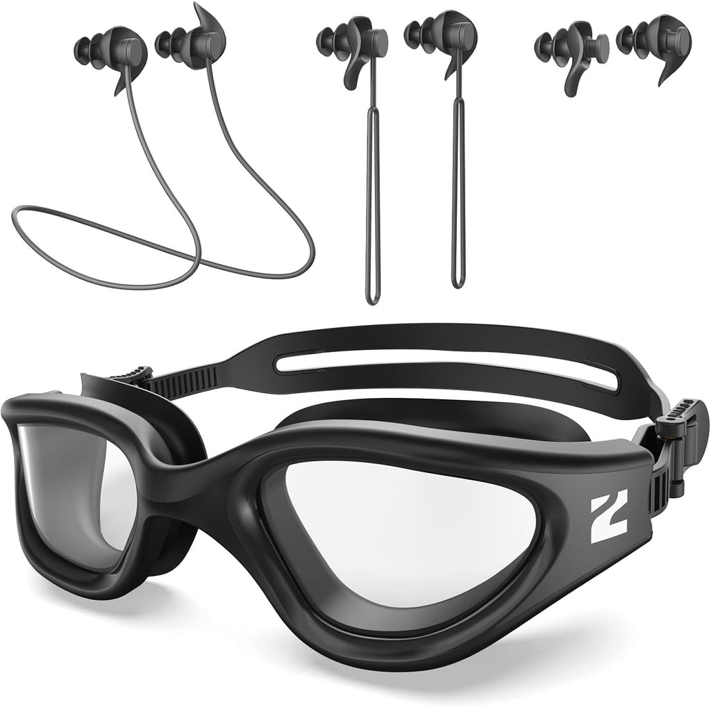 ZIONOR G1 Lite Polarized Swimming Goggles with 3 Pairs Earplugs, Anti-Fog UV Protection Swim Goggle for Adult Men Women Youth
