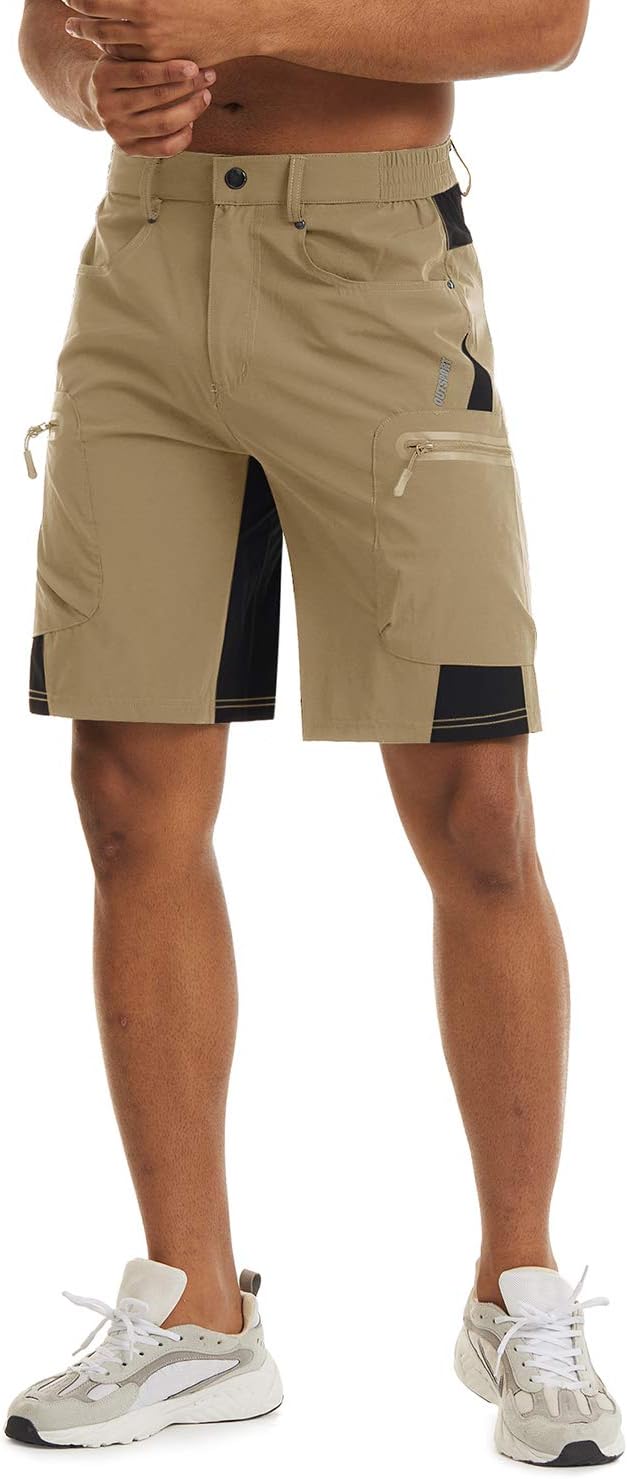 TACVASEN Men's Hiking Cargo Shorts 10" with Zipper Pockets Quick Dry Casual Stretch Golf Work Short Outdoor Summer