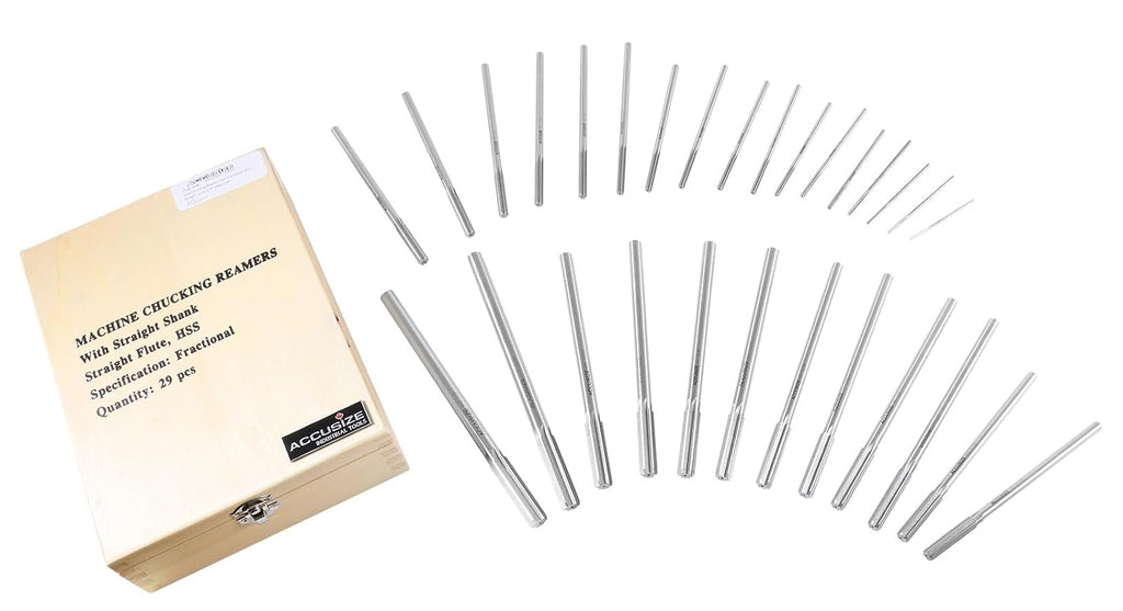 Accusize HSS Chucking Reamer Set 1/16 to 1/2 in by 1/64, 5500-SF00