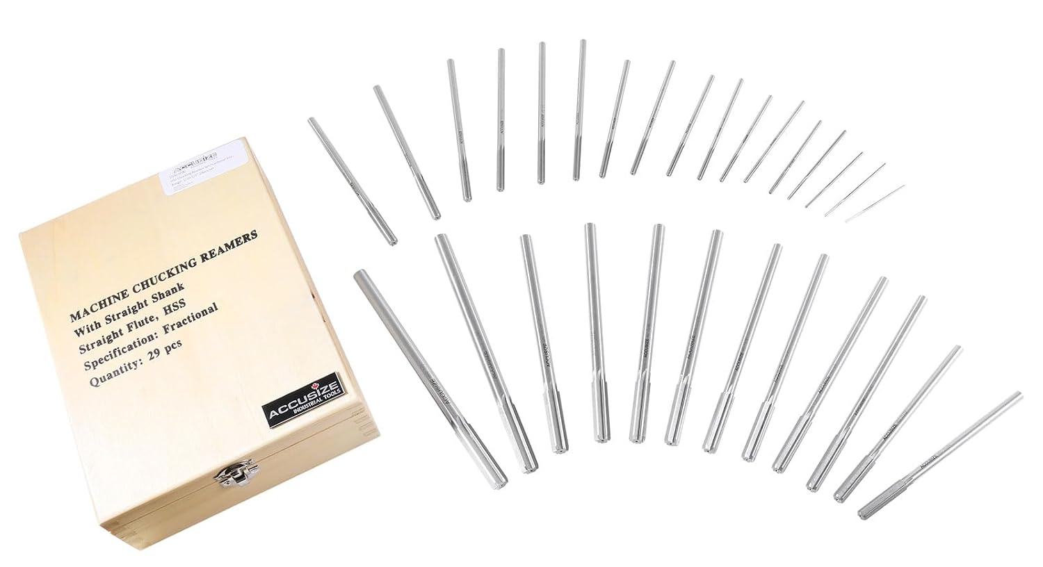 Accusize HSS Chucking Reamer Set 1/16 to 1/2 in by 1/64, 5500-SF00