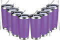 MEWAY 20oz Tumbler 8 Pack Double Wall Vacuum Insulated Travel Mug Bulk, Stainless Steel Tumblers with Lid and Straw, Durable Powder Coated Coffee Cups for Cold & Hot Drinks (Purple, 8)