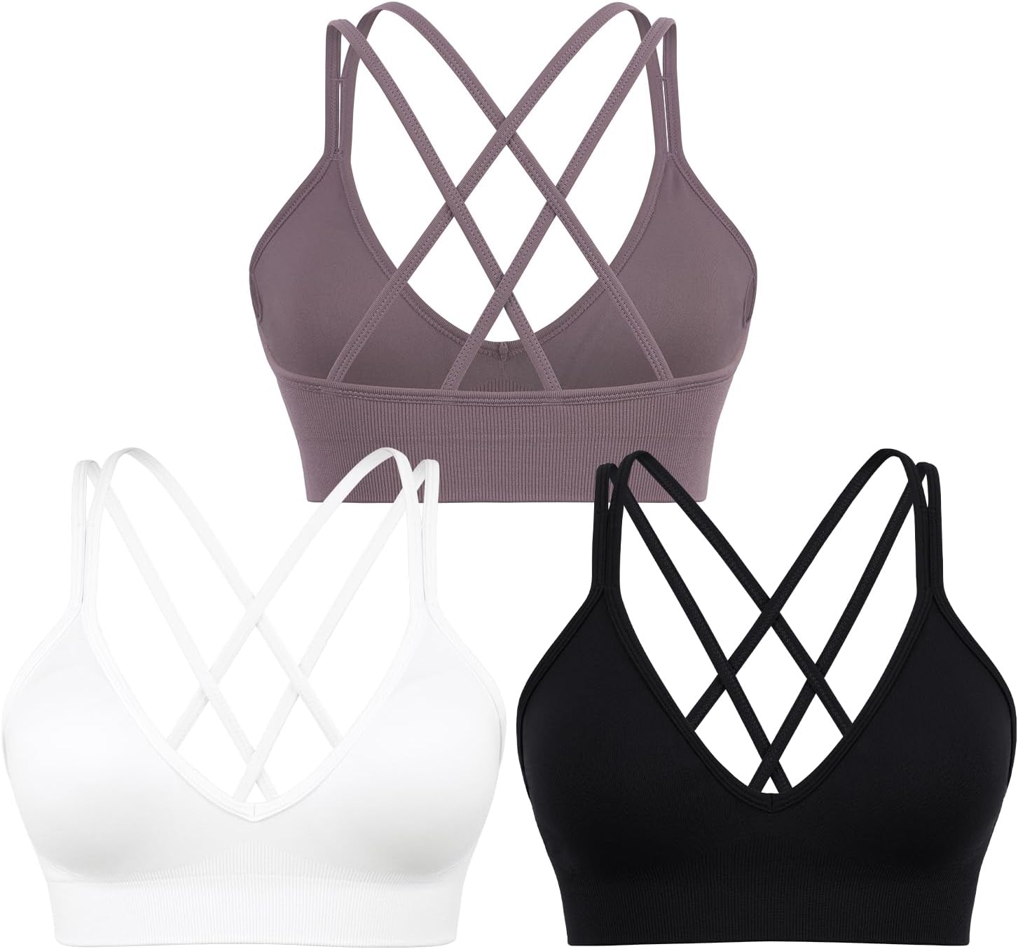V Neck Sports Bras for Women Cross Back Workout Bra for Small Bust
