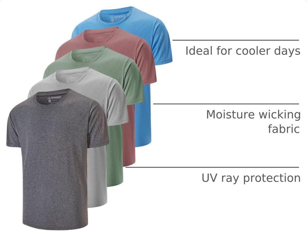 5 Pack Men's Dry Fit T Shirts Athletic Running Gym Workout Short Sleeve Tee Shirts for Men