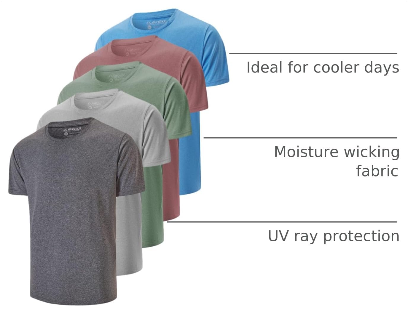 5 Pack Men's Dry Fit T Shirts Athletic Running Gym Workout Short Sleeve Tee Shirts for Men