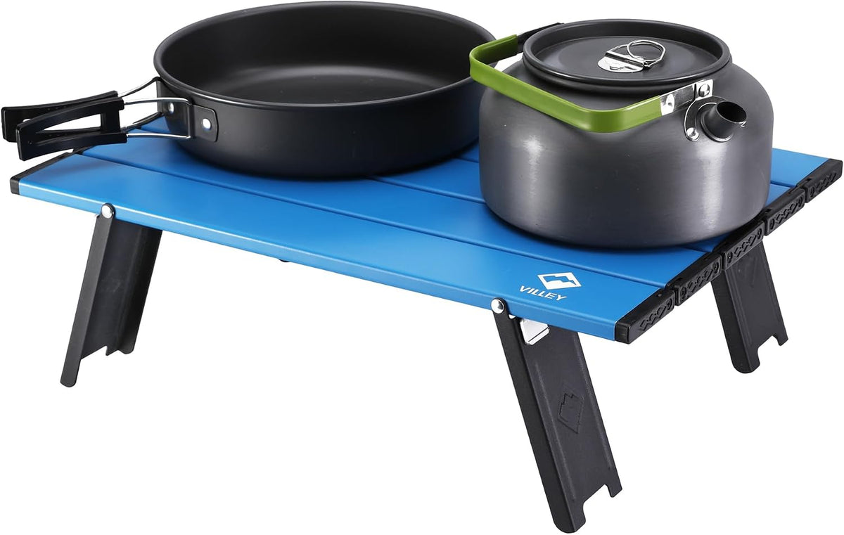 VILLEY Portable Mini Folding Beach Table, Ultralight Aluminum Side Table