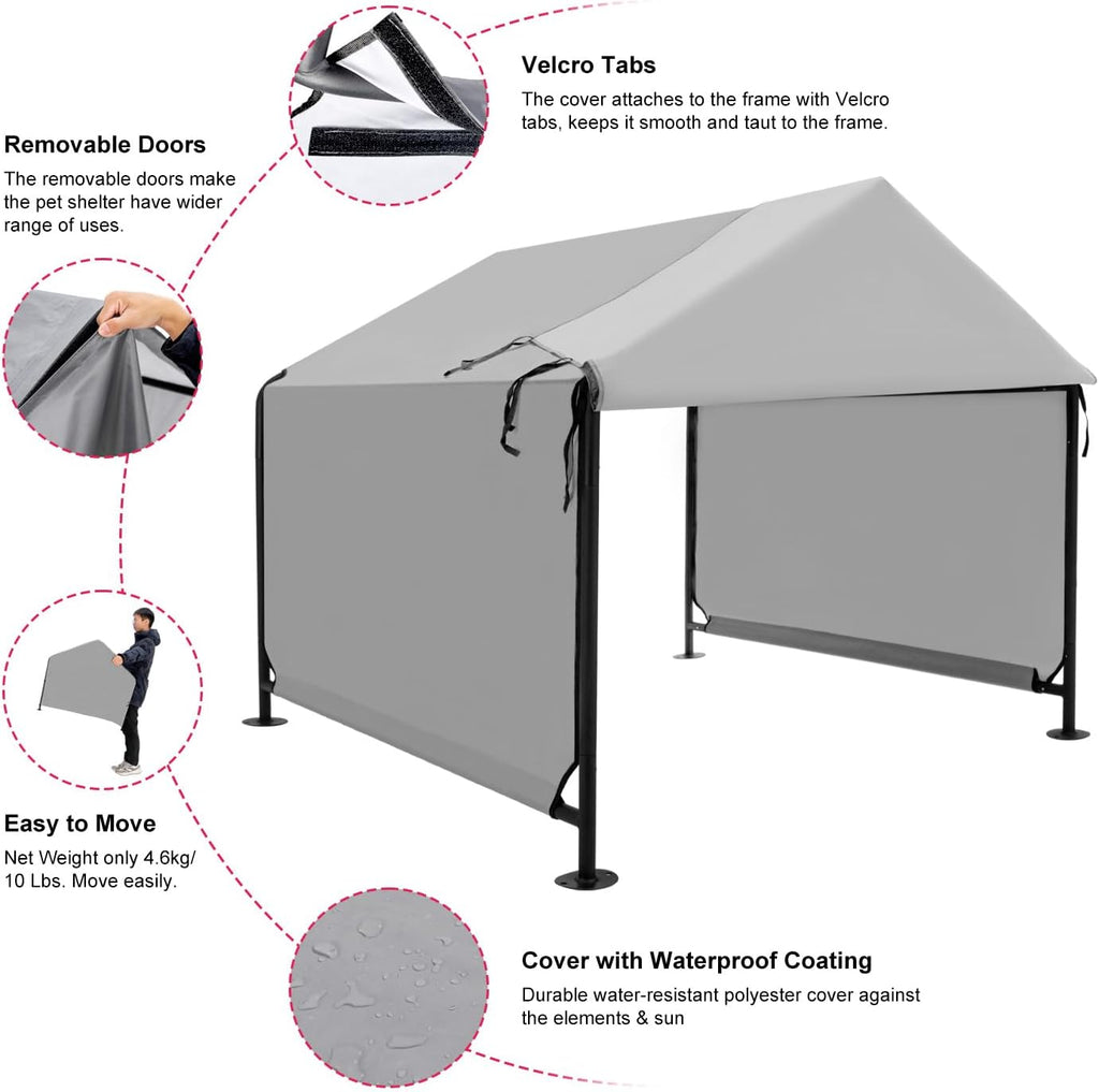 Outdoor Dog House for Small Dogs, Portable Pet Tent, Grey