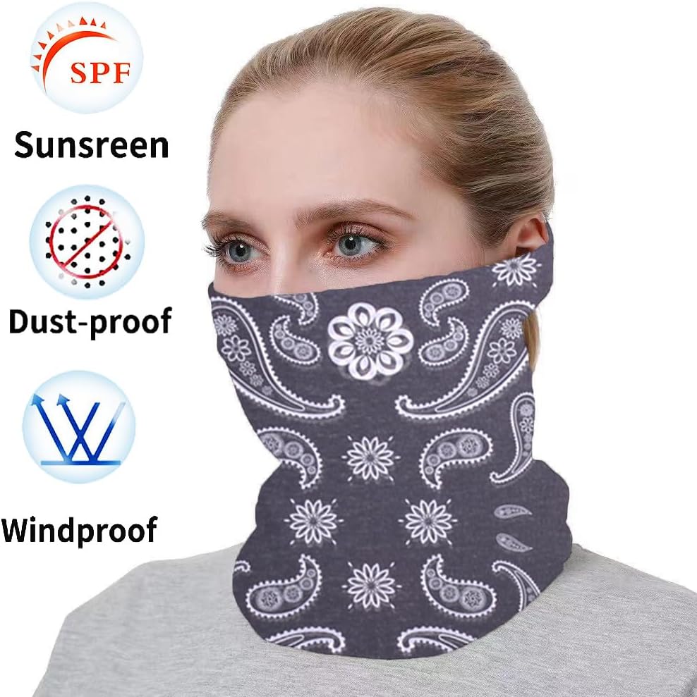 Neck Gaiter Mask Face Scarf Bandana Tube Cover Headwear Balaclava Headband Headwrap for Men and Women