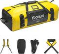 80L Waterproof Duffel Bag Motorcycle Dry Bag Backpack, Waterproof Zippered Bags with Backpack Spacer Pad for Kayaking Rafting Boating Canoeing Camping Paddle Beach (Yellow)