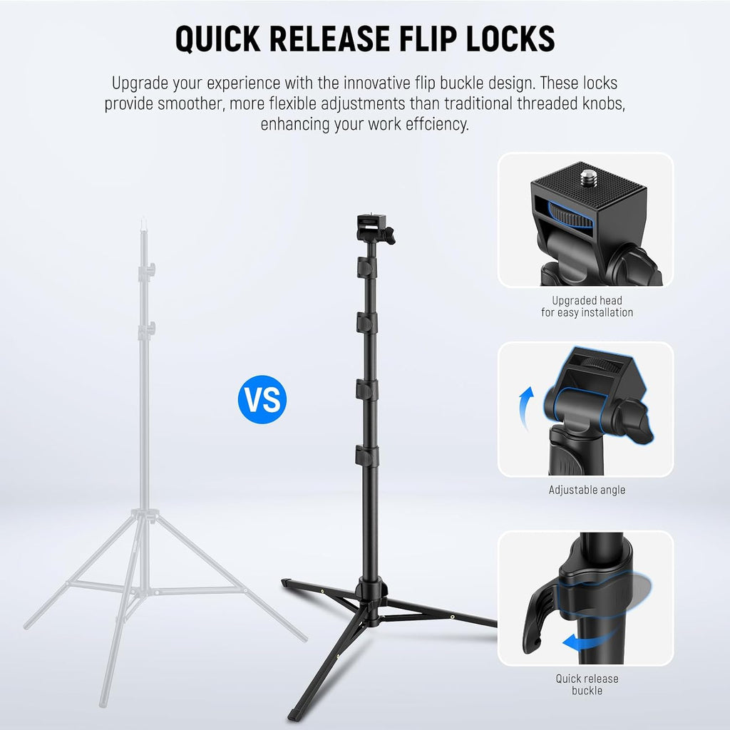 NEEWER Basic Phone Tripod for iPhone & Camera w/Remote & Phone Holder, 66" Metal Selfie Stick Travel Vlog Cell Phone Stand, Portable Camera Cellphone Holder Mount for Video Recording Filming, TS03