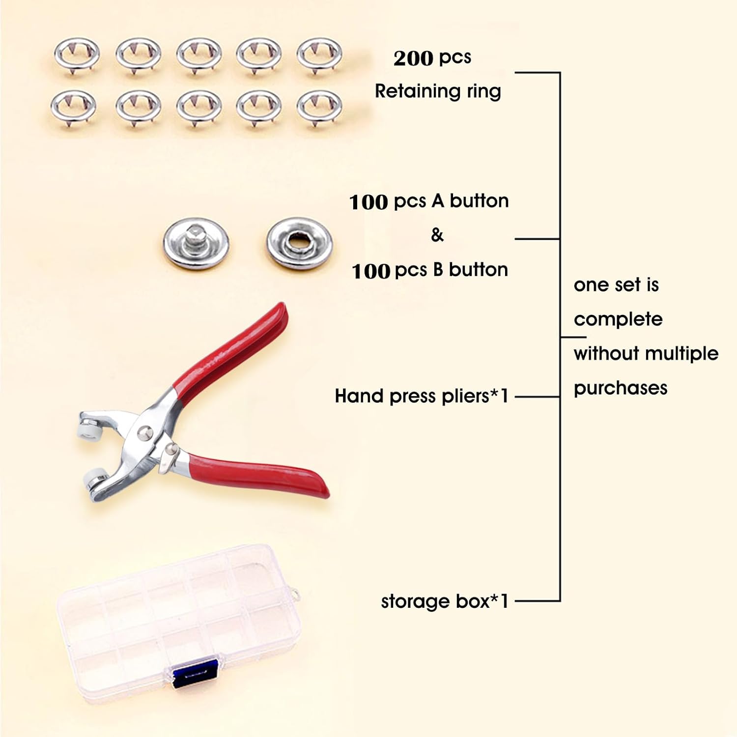 GTAAOY 9.5 mm Metal Snaps Buttons with Snap Pliers, 100 Set