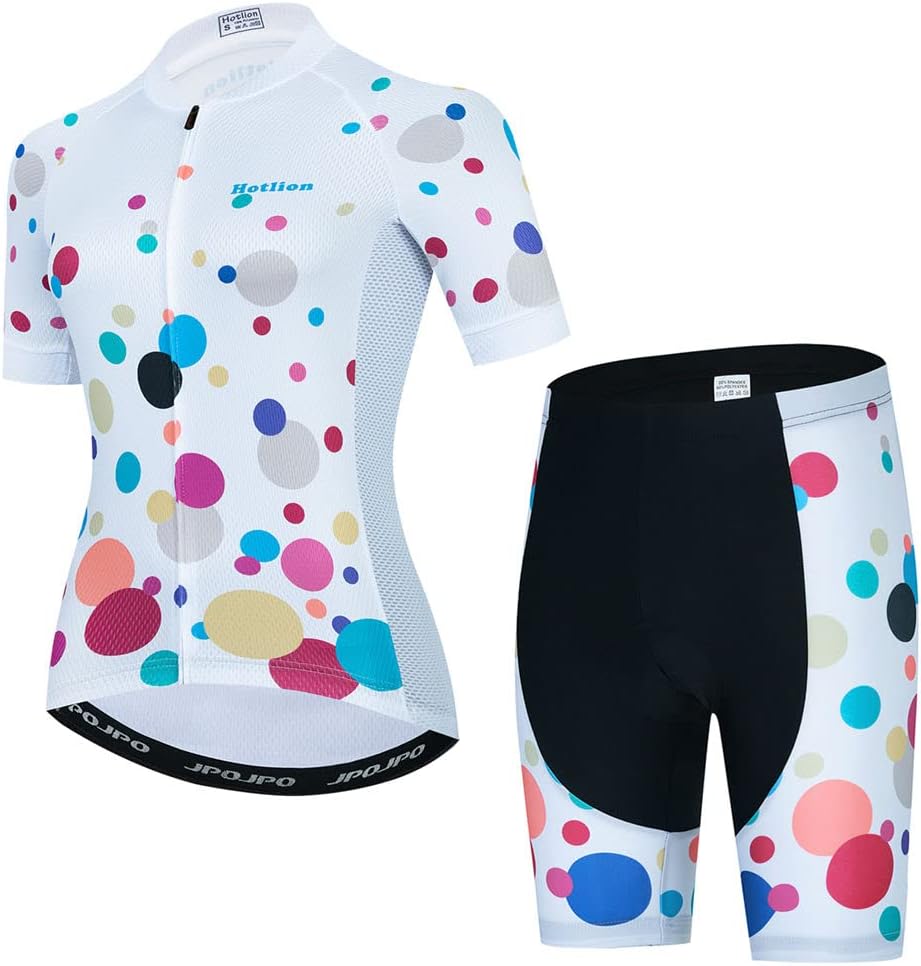 Womens Cycling Jersey Set, Summer Short Sleeve Ladies Mountain Bike Shirt and Shorts Kit MTB Suit Bicycle Clothes