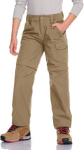 CQR Kids Youth Hiking Cargo Pants, UPF 50+ Quick Dry Convertible Zip Off Pants, Outdoor Camping Pants