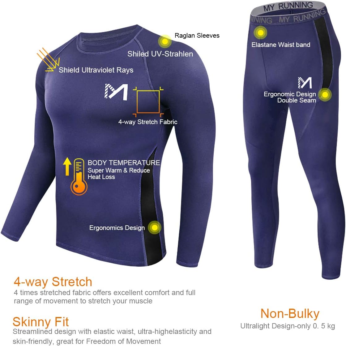MEETYOO mens Men's Thermal Underwear Set Sport Long Johns Base Layer