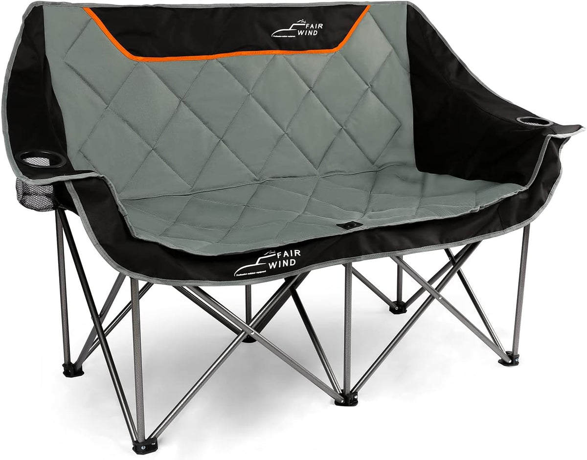 FAIR WIND Oversized Fully Padded Camping Double Chair Folding Loveseat