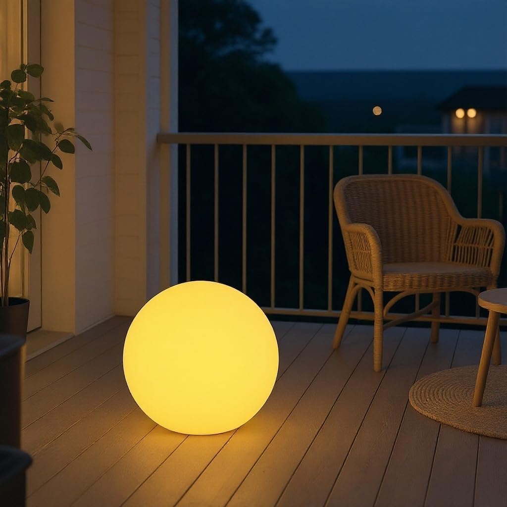 Mr.Go 16-inch Rechargeable LED Glowing Ball Light, Waterproof Orb Globe Lamp w/Remote, 16 RGB Colors 4 Light Effects, Ideal for Indoor/Outdoor Home Garden Pool Patio Party Decorative Lighting