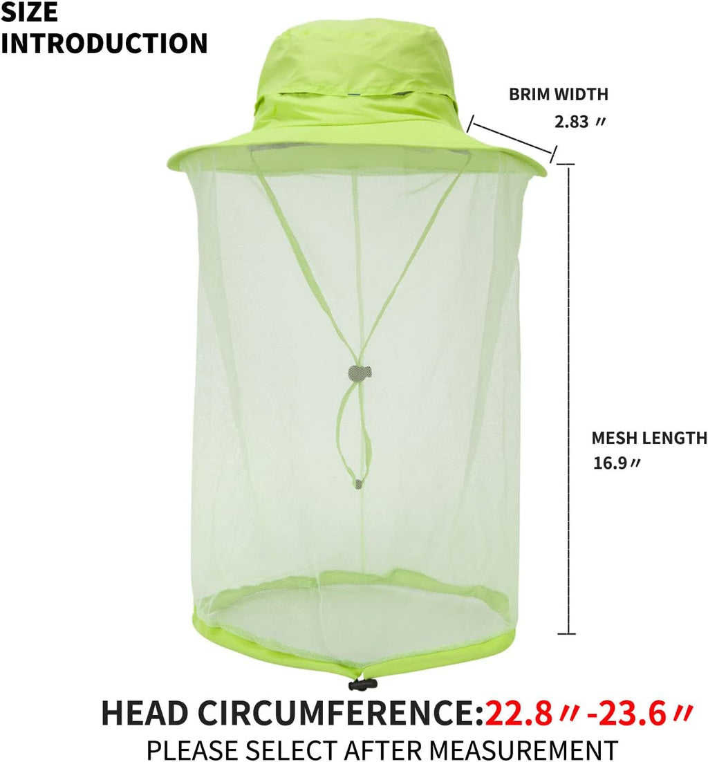 Fishing Hat Sun Protection Hat Mosquito Head Net for Outdoors Bucket Hat with Hidden Net Mesh