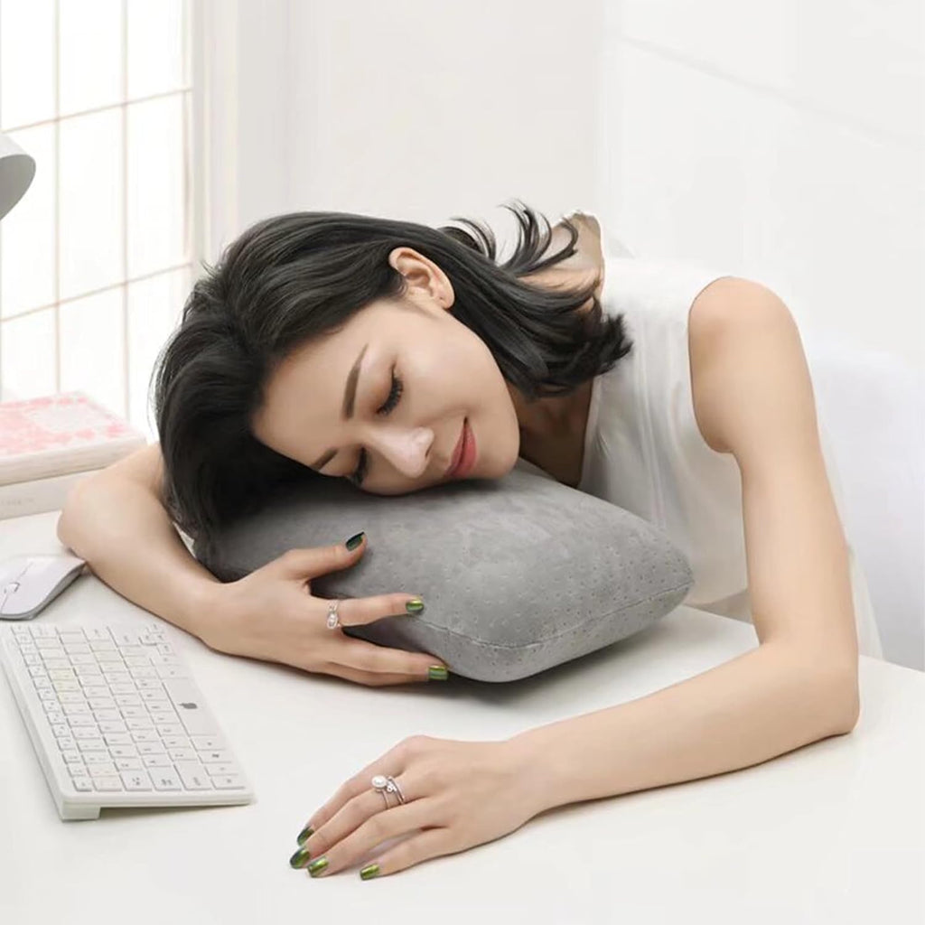 Travel Pillow Small Camping Pillow Memory Foam Bed Neck Soft Home Pillow Lightweight Easy to Carry Removable Pillow Cover for Travel,Sleeping,Nap and Neck,Knee,Leg,Lumbar Support Pillow (Light Gray)