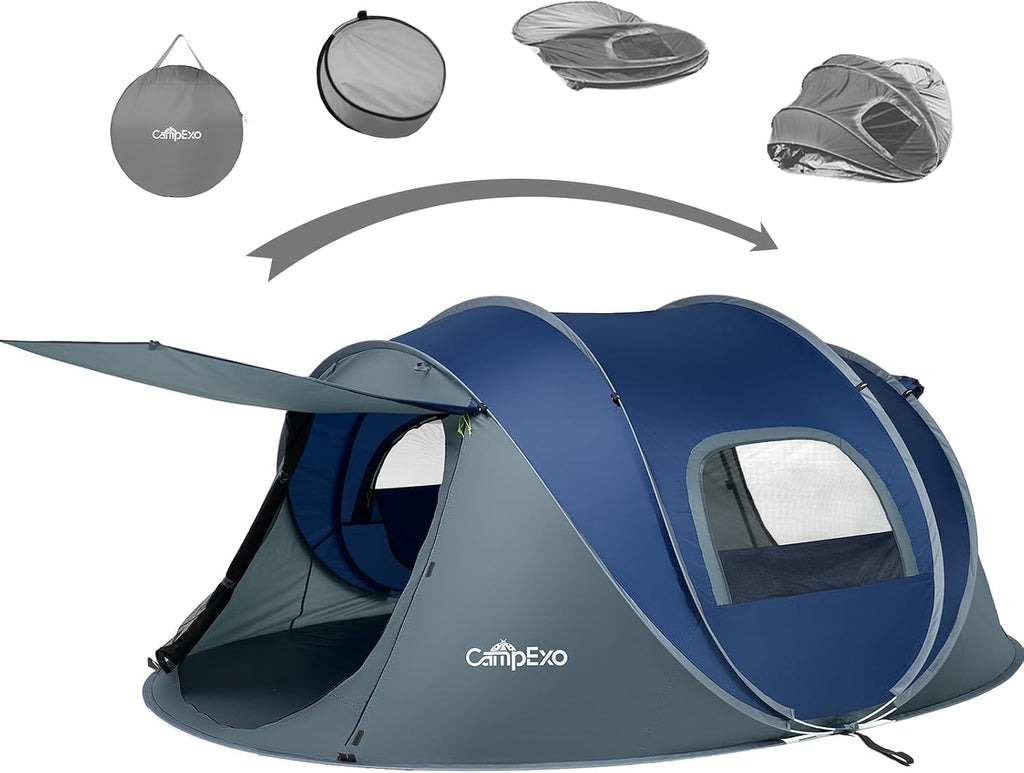 Camping Tent, Pop Up Instant Tent for 2-4 Person, Sets Up in Just Seconds, Waterproof Durable Tent with Carry Bag for Camping Hiking Outdoor