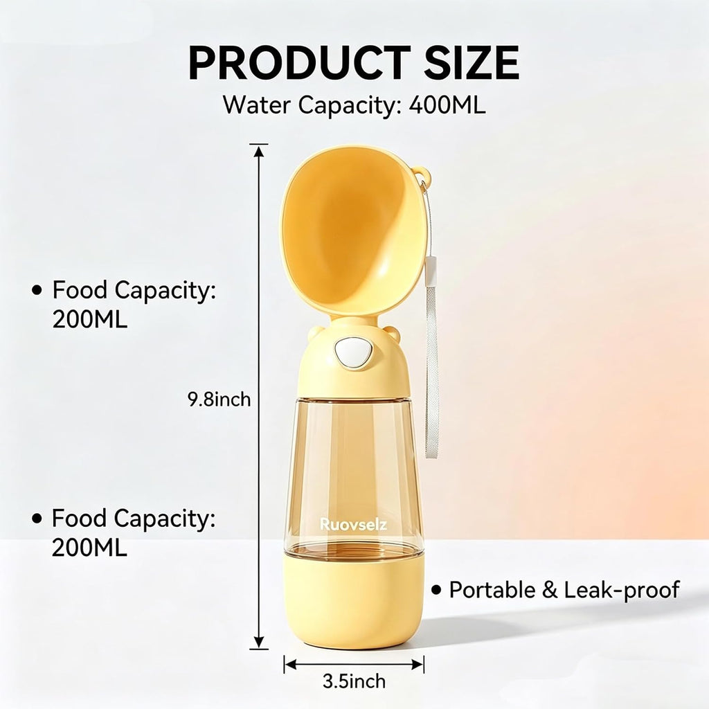 Portable Dog Water Bottle with Food Container and Filter for Outdoor