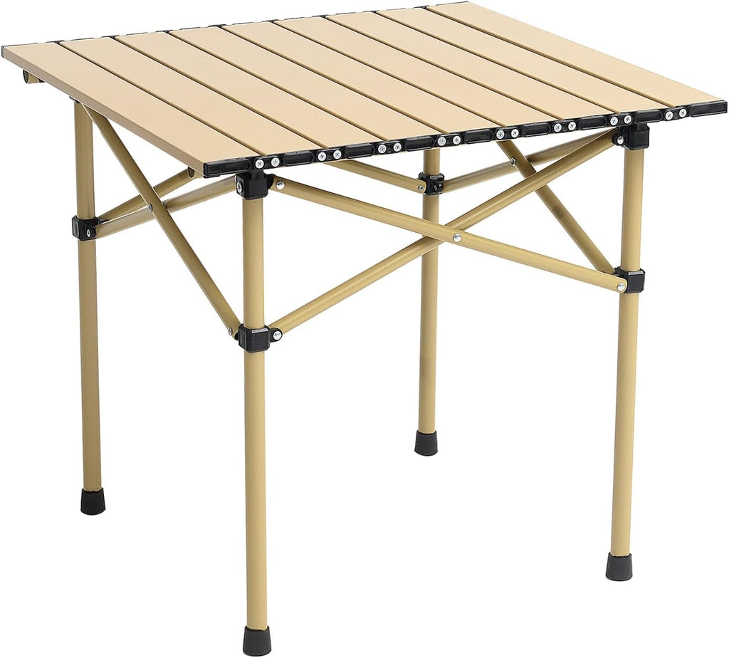Wind Tour Portable Camping Table Folding Side Table Aluminum Lightweight Table with Carry Bag for Outdoor Cooking Hiking Picnics BBQ Travel (37.4 * 22.4 * 19.7Inches,Khaki)