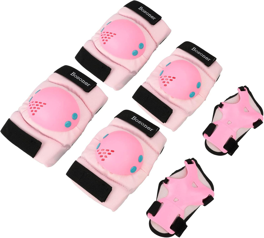 BOSONER Kids/Youth Knee Pads Elbow Pads Wrist Guards Set for 3-15 Years, Child Protective Gear Set for Roller Skates, Cycling, BMX Bike, Skateboard, Inline Skating, Scooter Riding Sports…