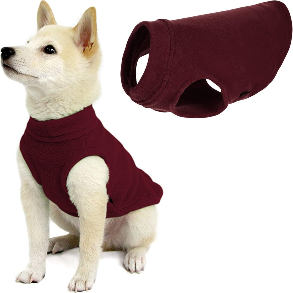 Gooby Stretch Fleece Vest Dog Sweater, Burgundy, Medium